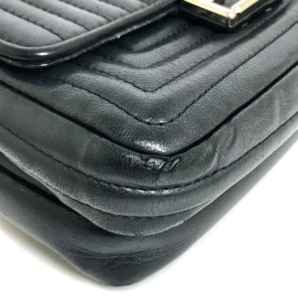 FENDI Black Leather Pochette Shoulder Bag - Picture 8 of 16